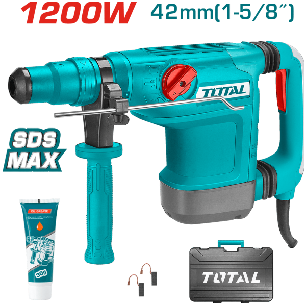 ROTOMARTILLO SDS-MAX 42MM 1200W 514RPM 1350-2950BPM 2-10J MALETIN INDUSTRIAL
