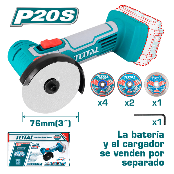 MINI CORTADORA 20V 19500RPM 3”(76MM) M6 CON DISCOS INDUSTRIAL