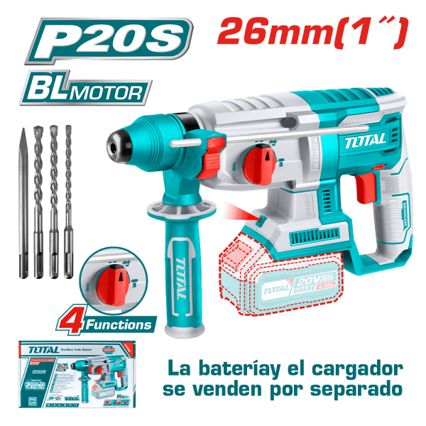 ROTOMARTILLO SDS+ 26MM 20V 2.5J 0-5000BPM BRUSHLESS 4FUNC INDUSTRIAL