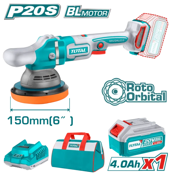PULIDORA ROTO-ORBITAL 20V 150MM(6”) 2000-4500RPM BRUSHLESS 1X4.0AH M. LONA INDUSTRIAL