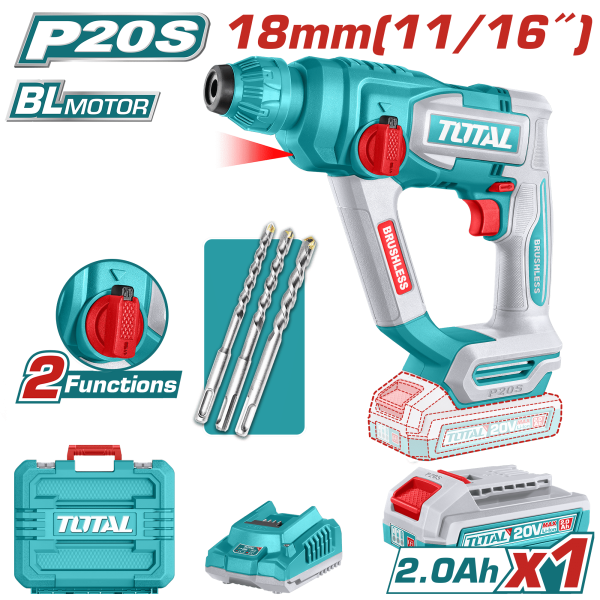 ROTOMARTILLO SDS+ 18MM 20V 1.8J 0-5100BPM BRUSHLESS 1X.2.0AH INDUSTRIAL