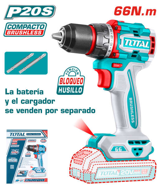 TALADRO 20V 66NM 13MM 22+1 COMPACTO BRUSHLESS INDUSTRIAL