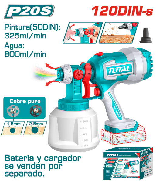 PISTOLA PINTAR 20V 800ML/MIN 120DIN-S CAP:1000ML