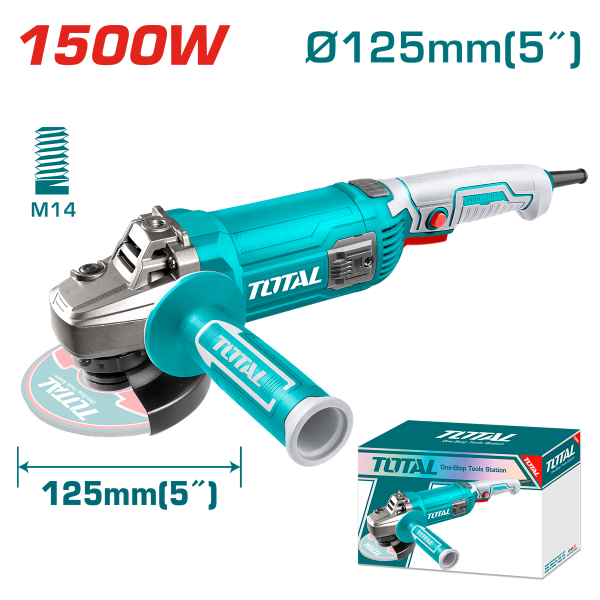 AMOLADORA ANGULAR 05” 125mm 1500W M14 9500RPM MANGO LARGO INDUSTRIAL