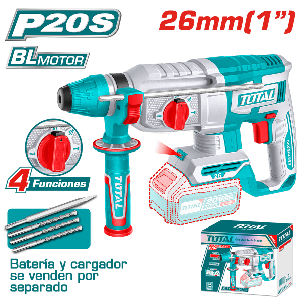 ROTOMARTILLO SDS+ 26MM 20V 2.5J 0-5000BPM BRUSHLESS 4FUNC INDUSTRIAL