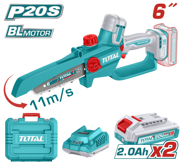 SIERRA DE CADENA LI-ION 20V 6″ 15CM 11M/S 2X2.0AH + MALETIN