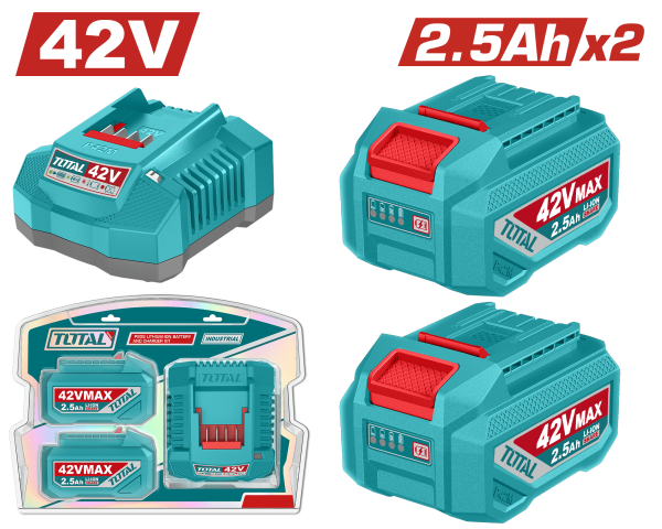 SET DE BATERIAS LI-ION 42V 2.5AH 2PCS + CARGADOR INDUSTRIAL