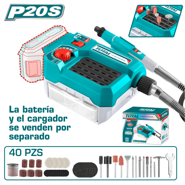 MINI AMOLADORA 20V 5000-33000RPM 3.2MM VARIABLE ACC:40PCS