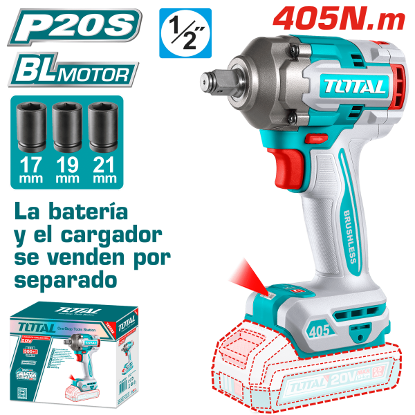 LLAVE IMPACTO BL 20V 405NM 1/2’’ 0-3000BPM + ACC INDUSTRIAL