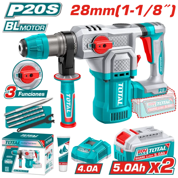 ROTOMARTILLO SDS+ 28MM 20V BL 4.5J 0-44000BPM 2X5.0AH 3FUN +ACC INDUSTRIAL