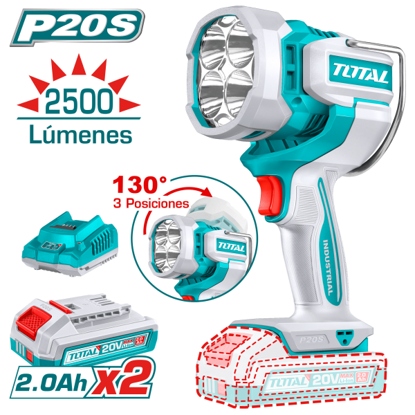 LINTERNA DE TRABAJO 20V 22.5W 25000LM LED 130G 2X2.0AH INDUSTRIAL