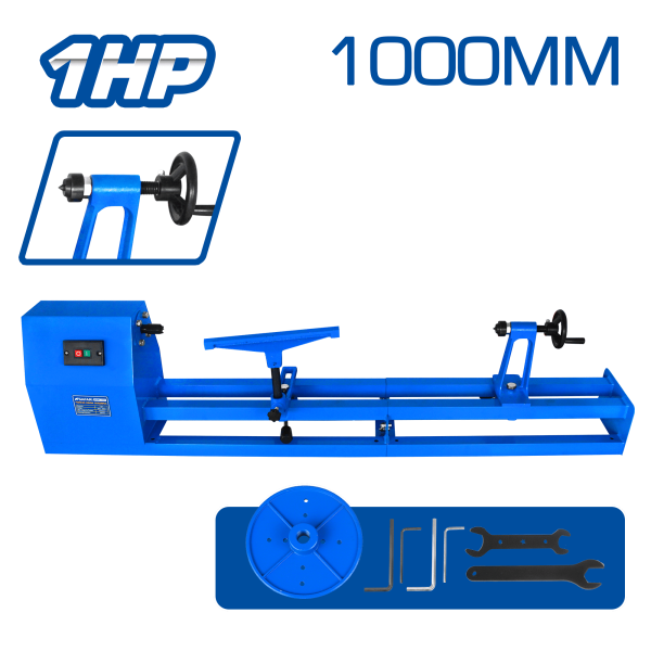 TORNO PARA MADERA 220V 1HP (750W) 1000MM DIA:350MM