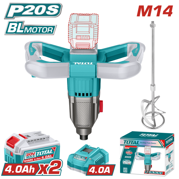 MEZCLADOR BL MOTOR 20V 0-800RPM M14 2X4.0AH + ACC INDUSTRIAL