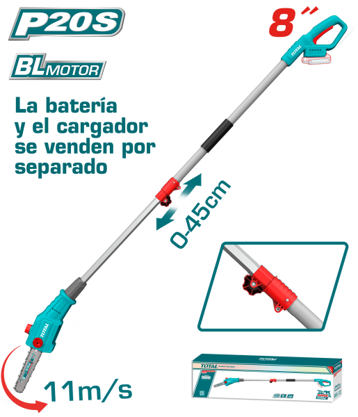 SIERRA PODADORA TELESCOPICA 20V BL MOTOR 8” LONG: 2M INDUSTRIAL