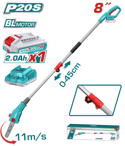 SIERRA PODADORA TELESCOPICA 20V BL MOTOR 8” LONG: 2M 1X2.0AH INDUSTRIAL