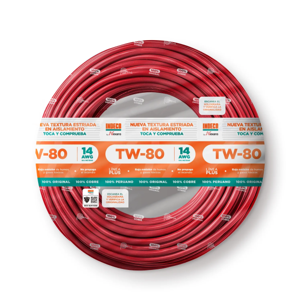 Cable TW-80 Plus 14 AWG Indeco 450/750V 100 Metros