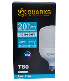 BULB ALTA POTEN CIA T80 QUARKS 20W E27 AC185-260V FRIO 8000K
