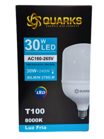 BULB ALTA POTENCIA T80 QUARKS 30W E27 AC185-260V FRIO 8000K