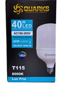 BULB ALTA POTENCIA T80 QUARKS 40W E27 AC185-260V FRIO 8000K