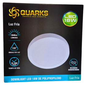 PANEL PRO SOBREPUESTO CIRCULAR QUARKS 18W AC100-240V POLICARBONATO FRIO 8000K